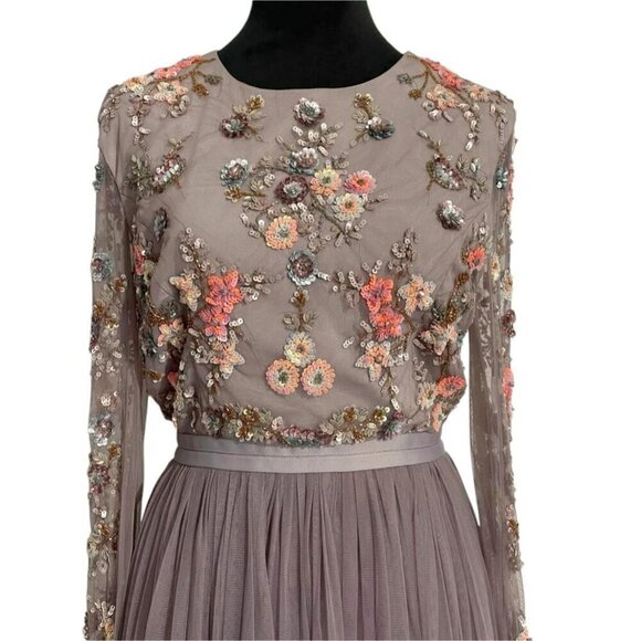 NEW Needle & Thread Size 6  Ditsy Scatter Tulle Dress Midi Pleated Embellished - Picture 4 of 12